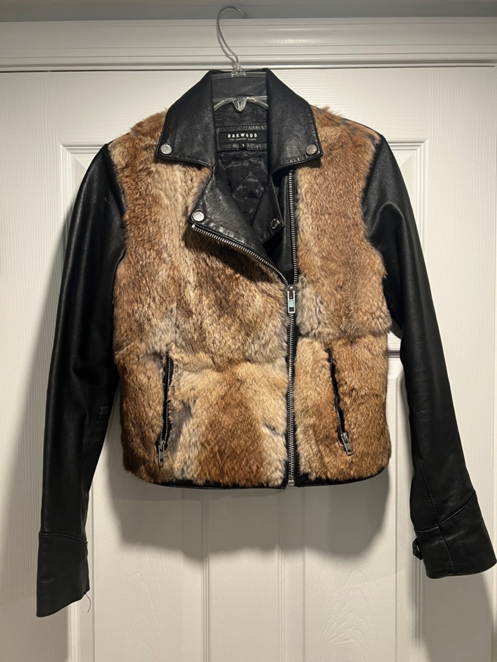 Oakwood The Leather Brand Women’s Leather and Rabbit Fur Jacket, small